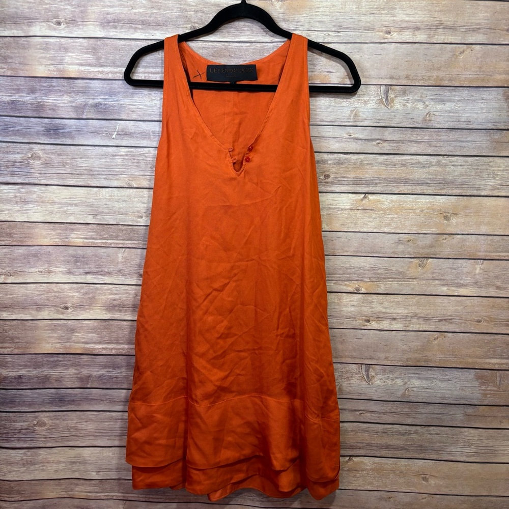 Leyendecker 100% Silk Burnt Orange Dress Size 2 Sleeveless